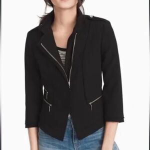 NWOT WHBM Black Moto Jacket w/ Zipper Detail Sz 8P Never Worn
